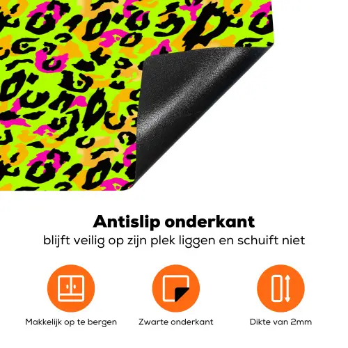 Dieren - Neon - Groen - Panterprint Inductie beschermer vinyl 3mm klein 276 -zzzzzzz-td-onderkant
