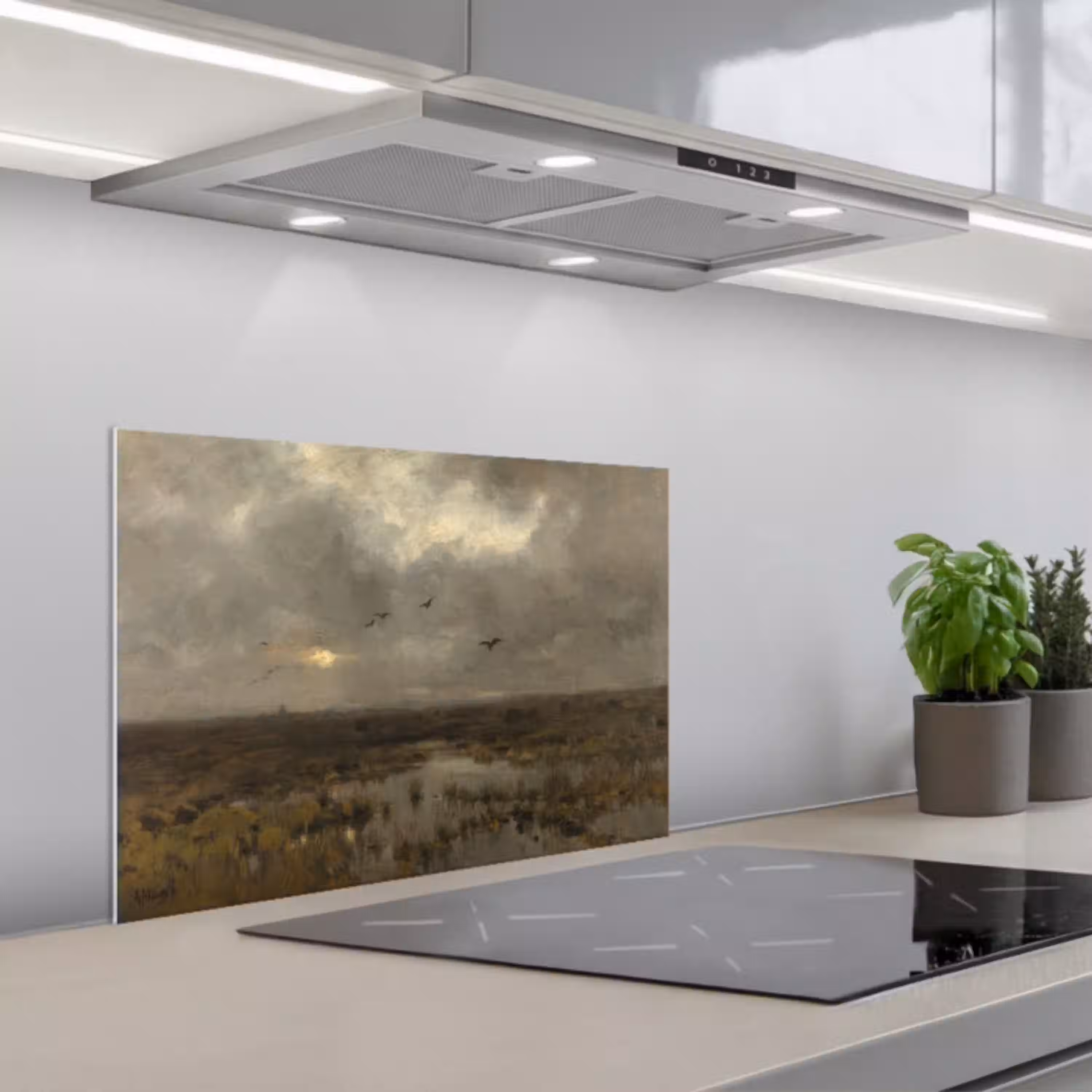 Het moeras - Schilderij van Anton Mauve keuken achterwand spatscherm klein -3d_schuin