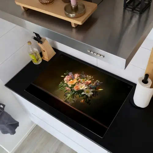 Glazen - Bloemen - Boeket - Kleuren Inductie beschemer met haakjes klein -sfeer1