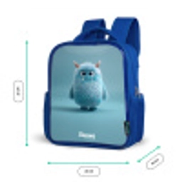 Blauw pluizig monster met hoorns Kinderrugzak - Blauw middel -productfoto_formaten