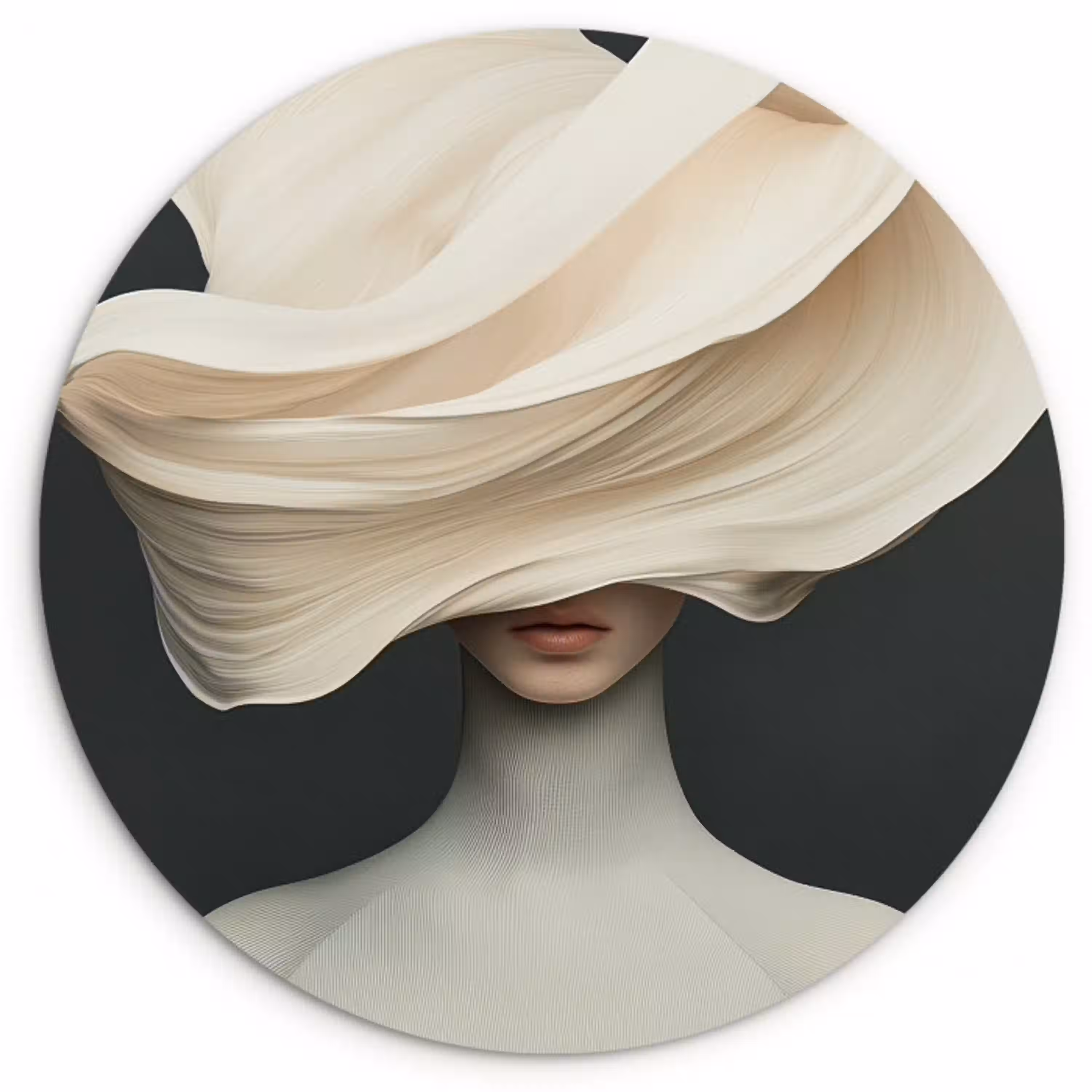Vrouw - Beige - hoed Wandcirkel plexiglas klein -3d