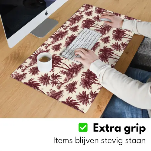 Tropisch - Geometrisch - Bordeauxrood Muismat XXL klein 681 -sfeer3