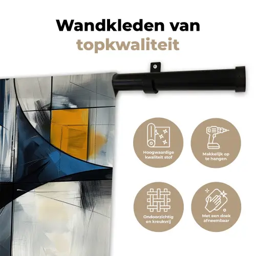 Abstract - Vormen - Goud - Blauw - Geometrisch Wandkleed katoen klein -sfeer2