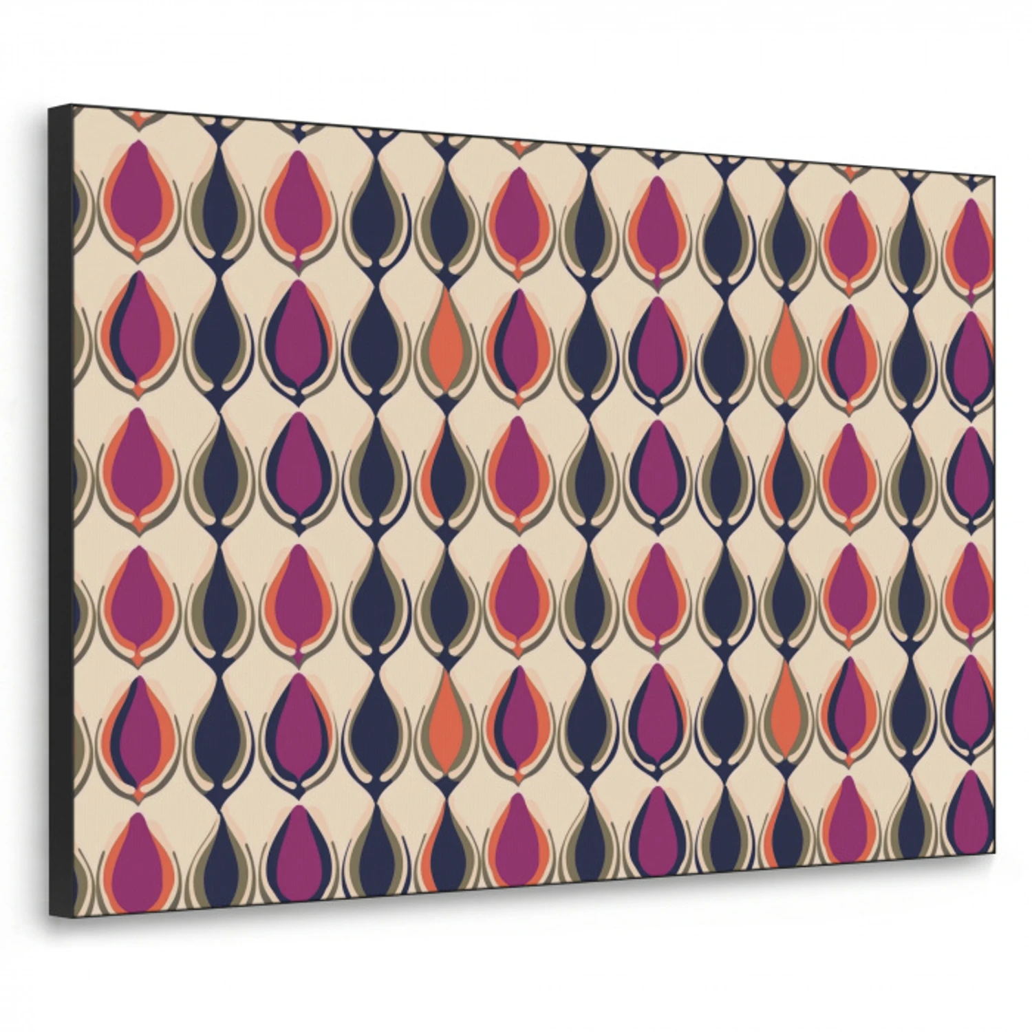 Vintage - Retro - Kleurrijk Textielframe zwart klein 947 -3d