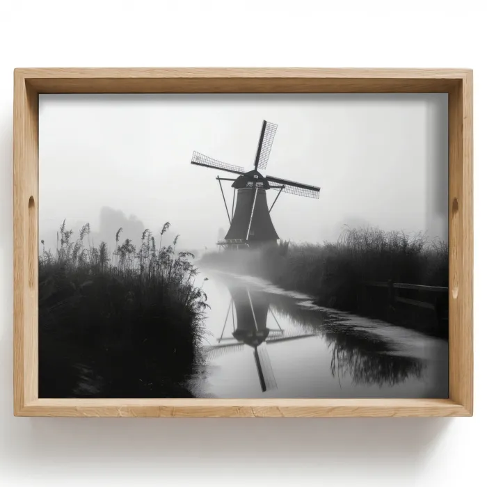 Molen - Weerspiegeling - Landschap - Water Dienblad Rechthoek middel -z3d_shopping