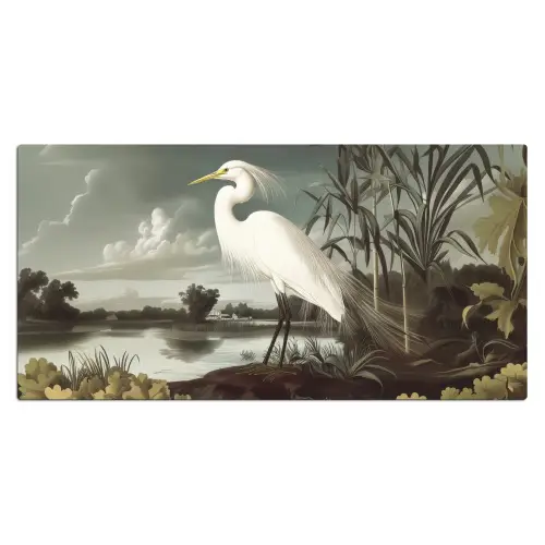 Reiger - Planten - Wolken - Wit Muismat XXL klein -3d_leeg
