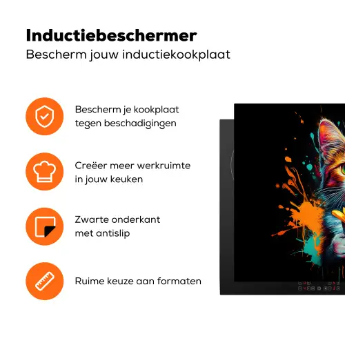Kat - Eten - Patat - Graffiti - Abstract Inductie beschermer vinyl 3mm klein -zzzzzzz-td-ups