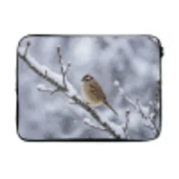 Vogel - Tak - Sneeuw - Winter laptophoes neopreen klein -3d