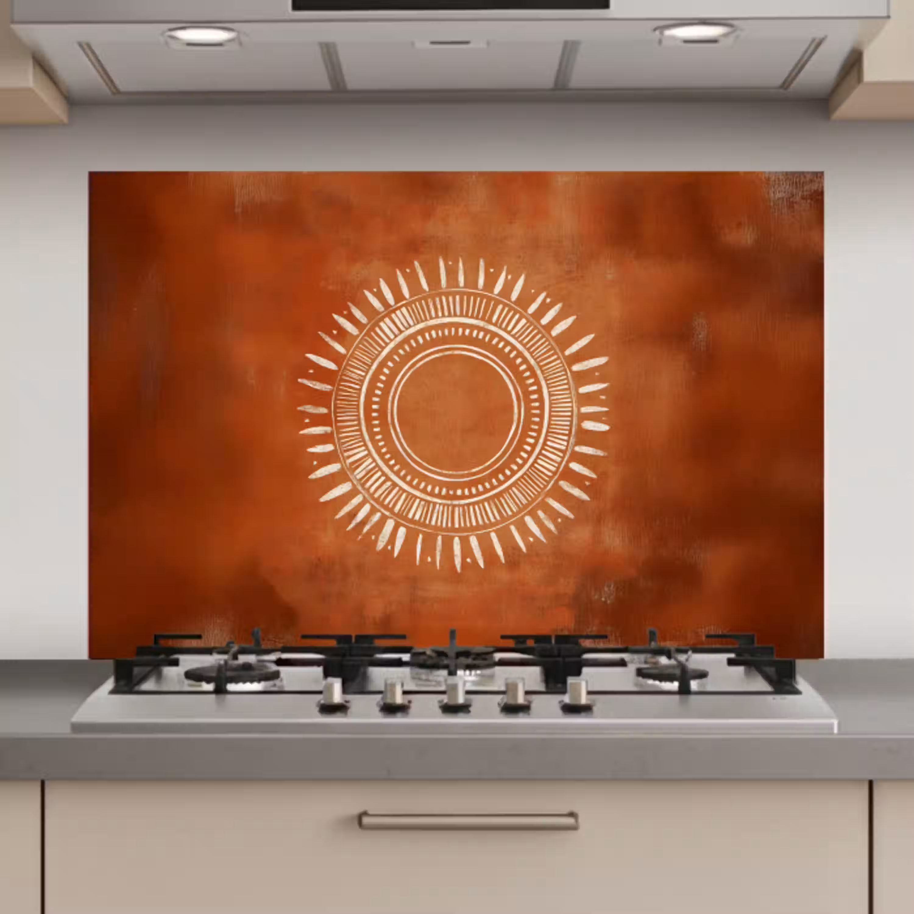 Abstract - Lijnen - Zonnestralen - Roodbruin keuken achterwand spatscherm klein -3d_website
