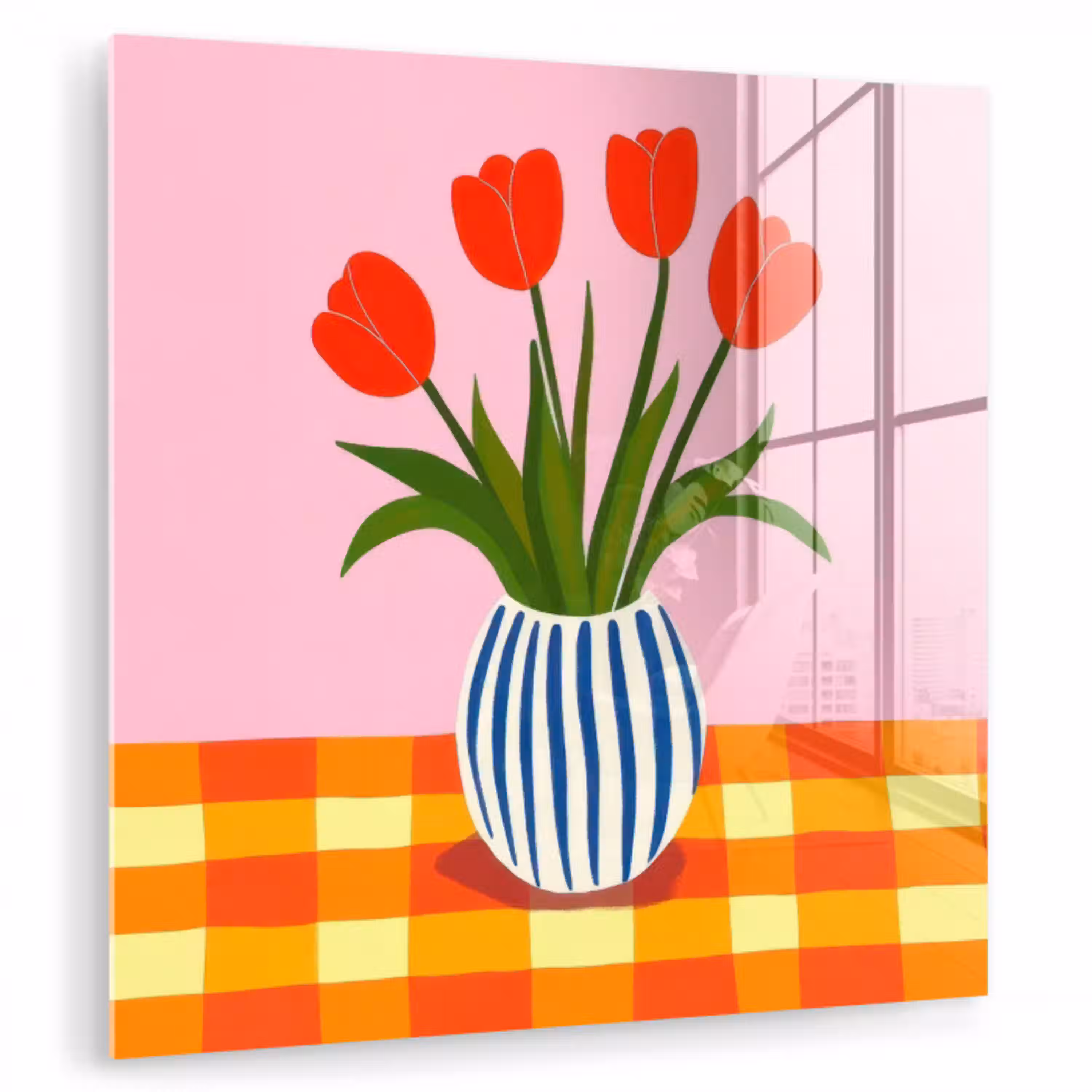 Tulpen - Roze - Vaas plexiglas 5mm klein -zzzproduct_nieuw