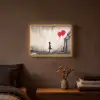 Kunst - Meisje - Ballonnen - Hart - Grijs Light Box met batterij (Wandlamp) middel -sfeer4