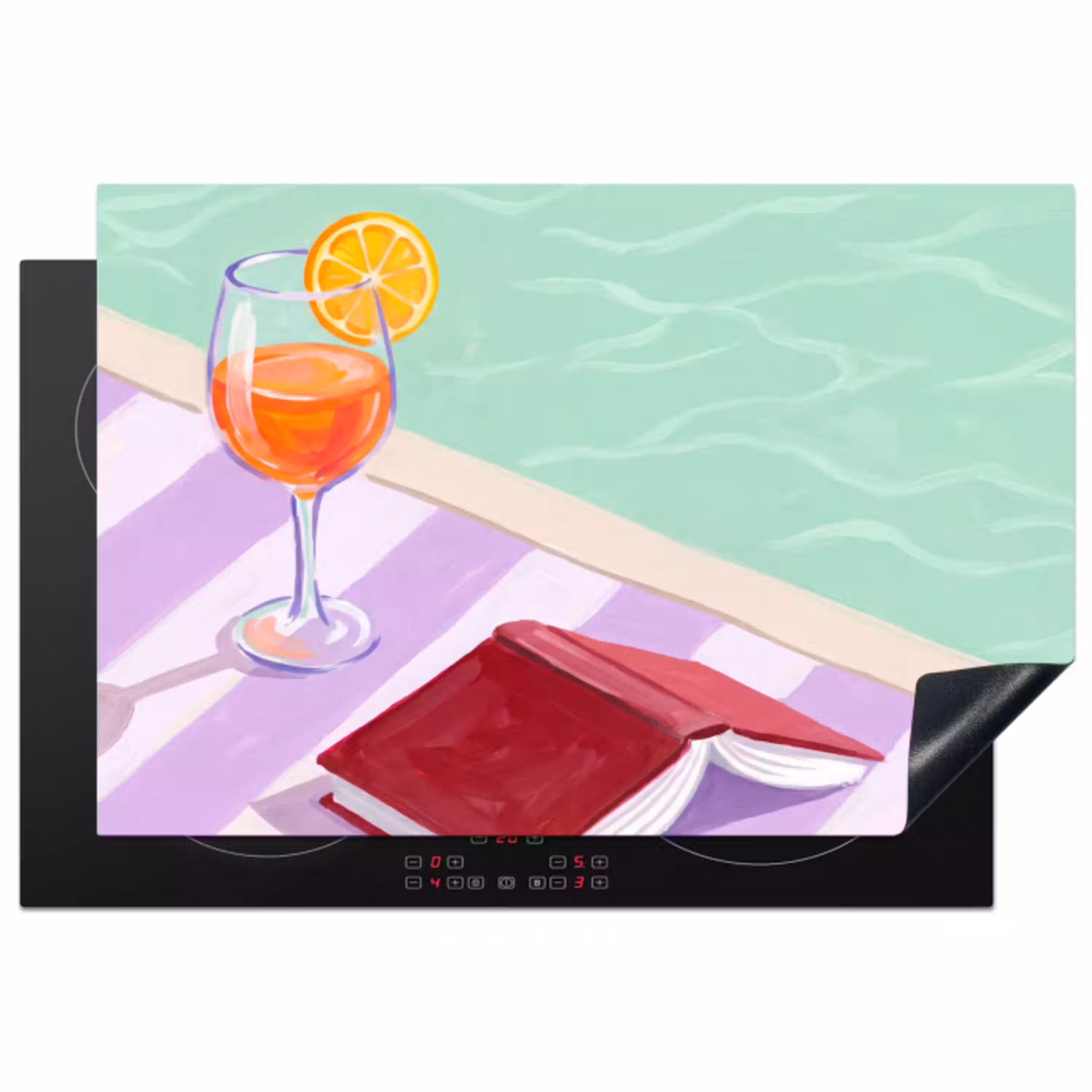 Cocktail - Zwembad - Zomer Inductie beschermer vinyl 3mm klein -3d