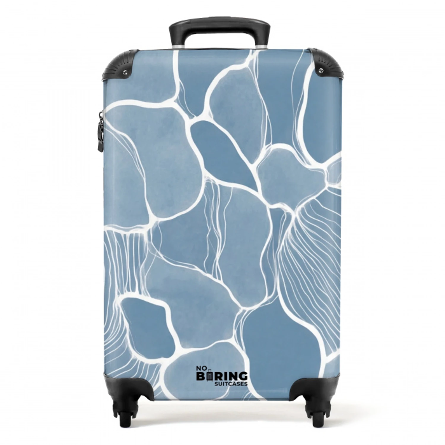 Abstract - Blauw - Bladeren NBS - Handbagage koffer - Volwassenen Unisex middel -productfoto_recht