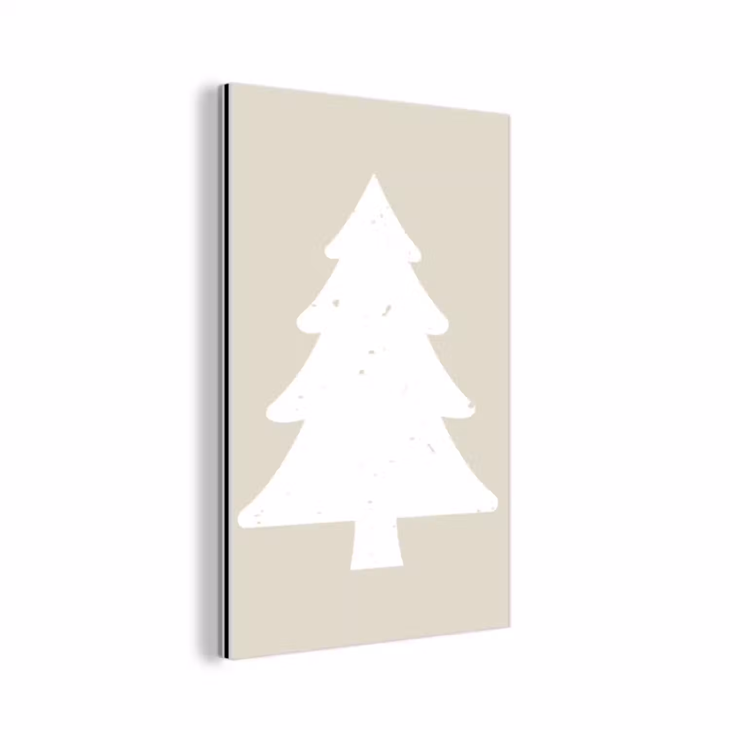 Aluminium schilderij - Japandi - Kerstboom - Beige - Kerstversiering