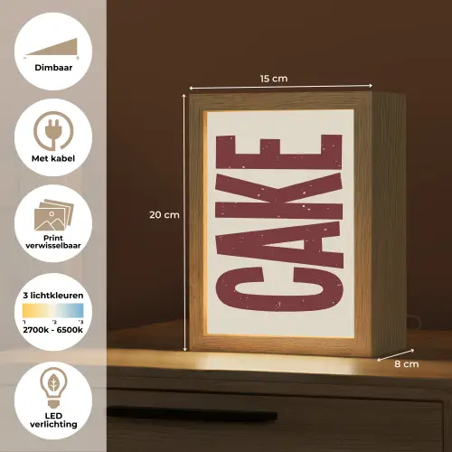 Red - Cake - Decoratie - Eten Light Box met kabel (Wandlamp) klein -USP_websiteoverzichtNL