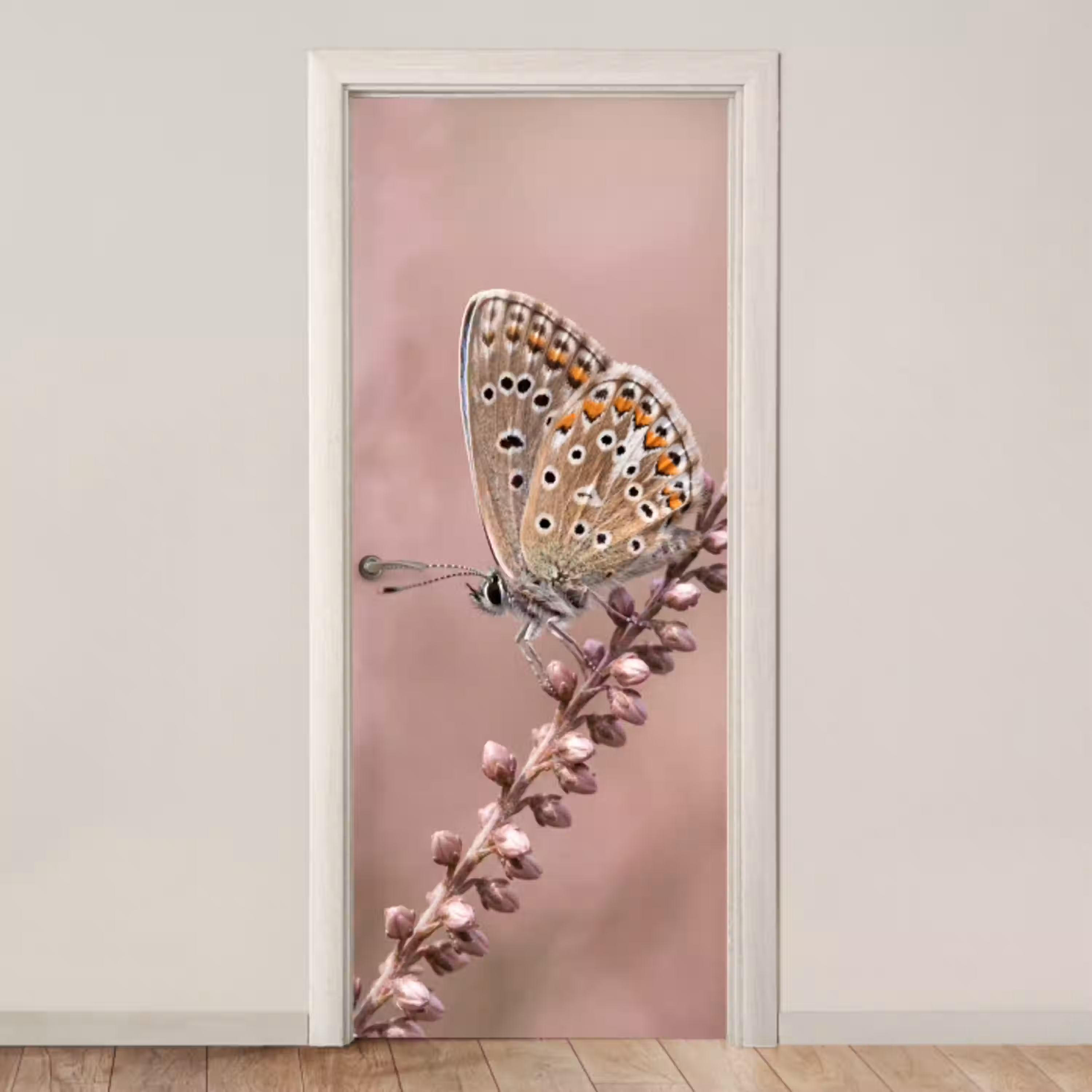Lavendel - Vlinder - Paars deurposter klein -3d_beige