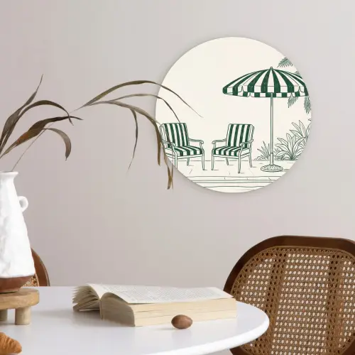 Terras - Illustratie - Groen Wandcirkel kunststof plaat 5mm dik klein -sfeer4