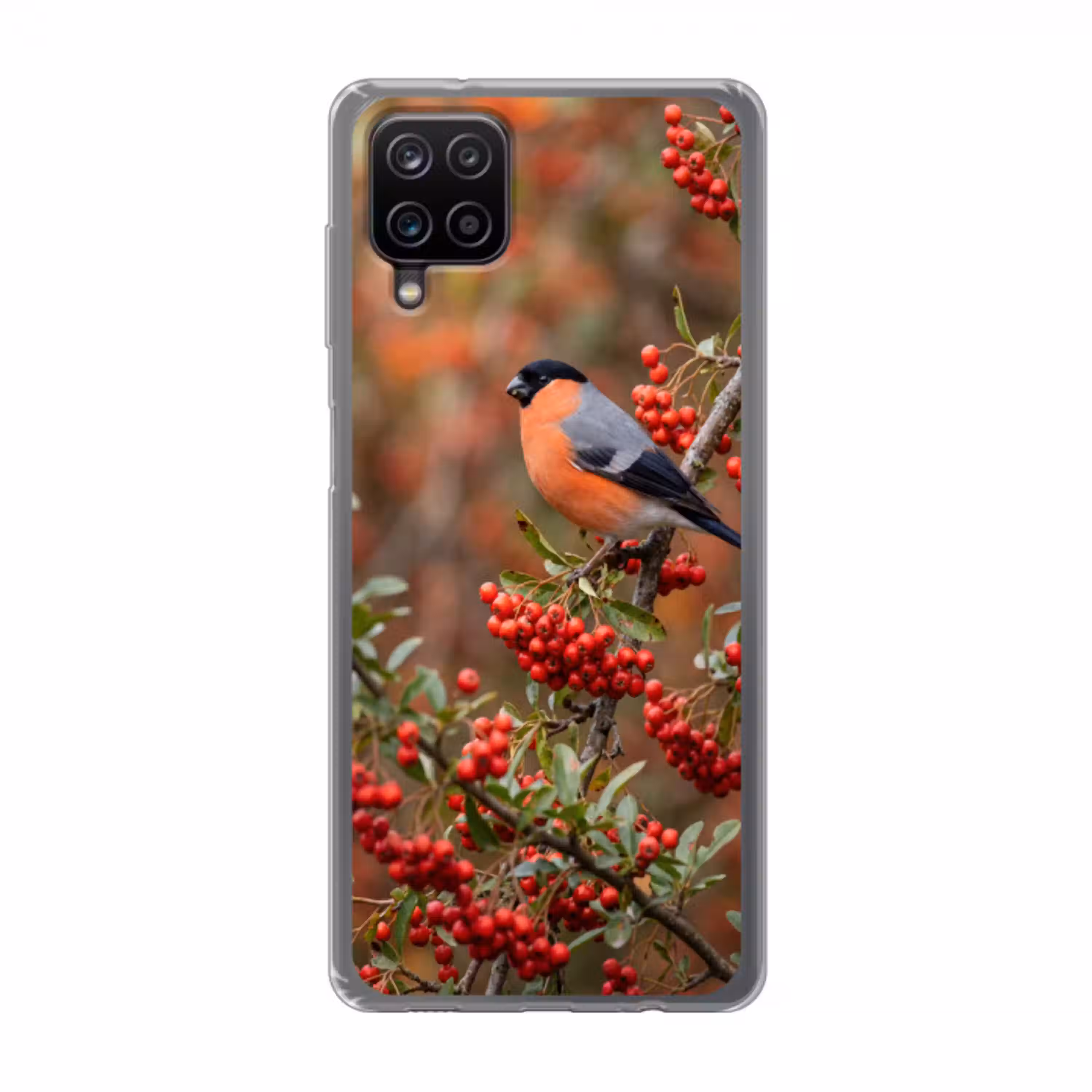 Goudvink - Bessen - Herfst - Natuur - Kleurrijk Telefoonhoesje Samsung Galaxy A12 klein -3d