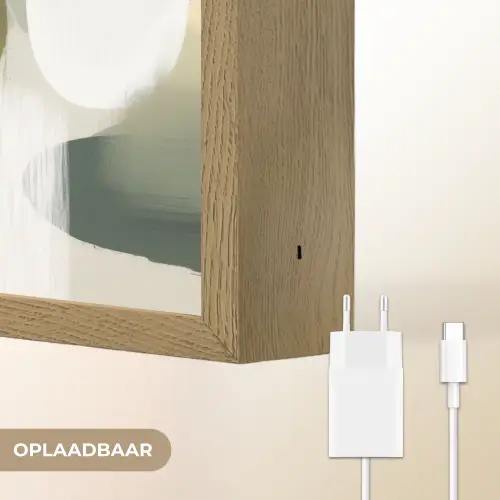 Minimalistisch - Cirkels - Penseelstreken - Beige Light Box met batterij (Wandlamp) middel -USP_websiteoplaadbaarNL