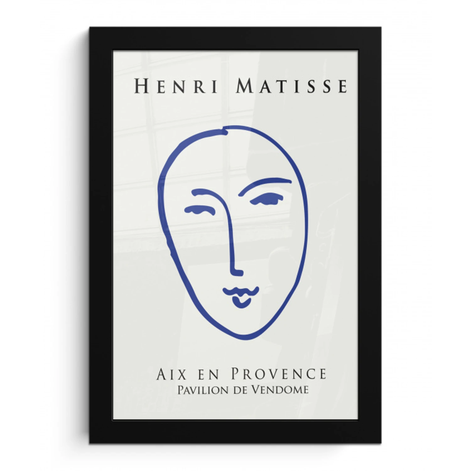 Henri Matisse - Hoofd - Vrouw - Blauw - Abstract fotolijst zwart zonder passe partout klein -3d