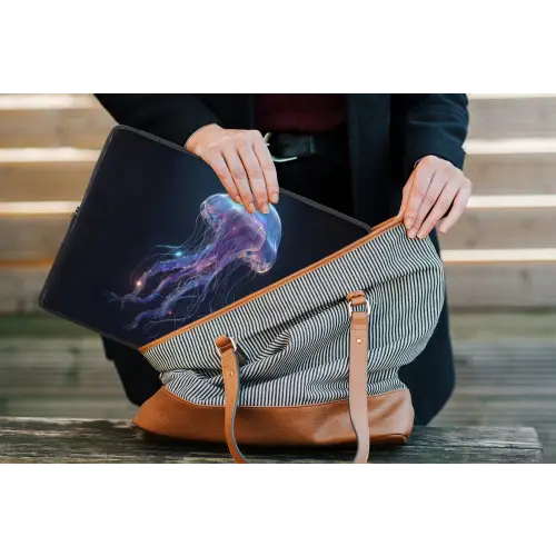 Tentakels - Kwal - Paars - Sprankeling laptophoes neopreen klein -tas