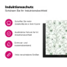 Bloemen - Getekend - Groen Inductie beschermer vinyl 3mm klein 276 -zzzzzzz-lf-ups