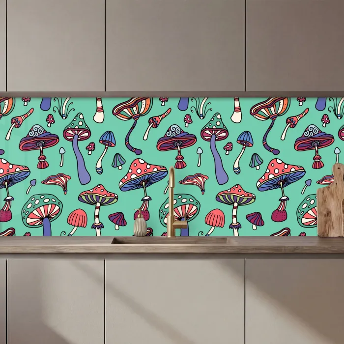 Patronen - Vintage - Paddenstoelen - Natuur keuken achterwand 2 middel 871 zz_3dshopping