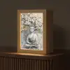 Boeddha - Bloemen - Boom - Goud - Modern Light Box met kabel (Tafellamp) klein -z3d_website