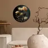 Boeket - Bloemen - Licht - Zwart Wandcirkel behangsticker klein -sfeer1