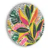 Tropisch - Bladeren - Zwart - wit Akoestische PET Vilt - Rond klein -3d