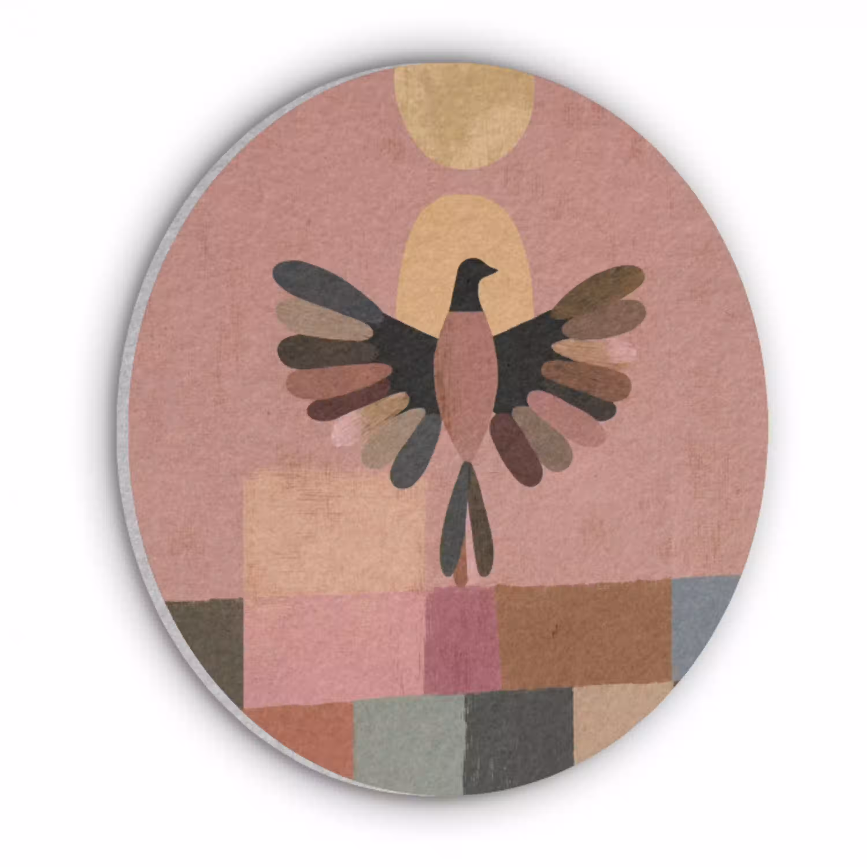 Illustratie - Vogel - Vlakken - Kleurrijk Akoestische PET Vilt - Rond klein -3d
