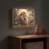Leeuw - Dieren - Bloemen - Jungle Light Box met batterij (Wandlamp kind) middel -sfeer5_kind