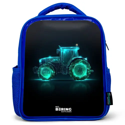Neontractor op zwarte ondergrond Kinderrugzak - Blauw middel -3d