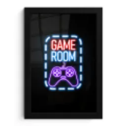 Neon - Quotes - Game room - Controller - Zwart fotolijst zwart zonder passe partout klein -3d