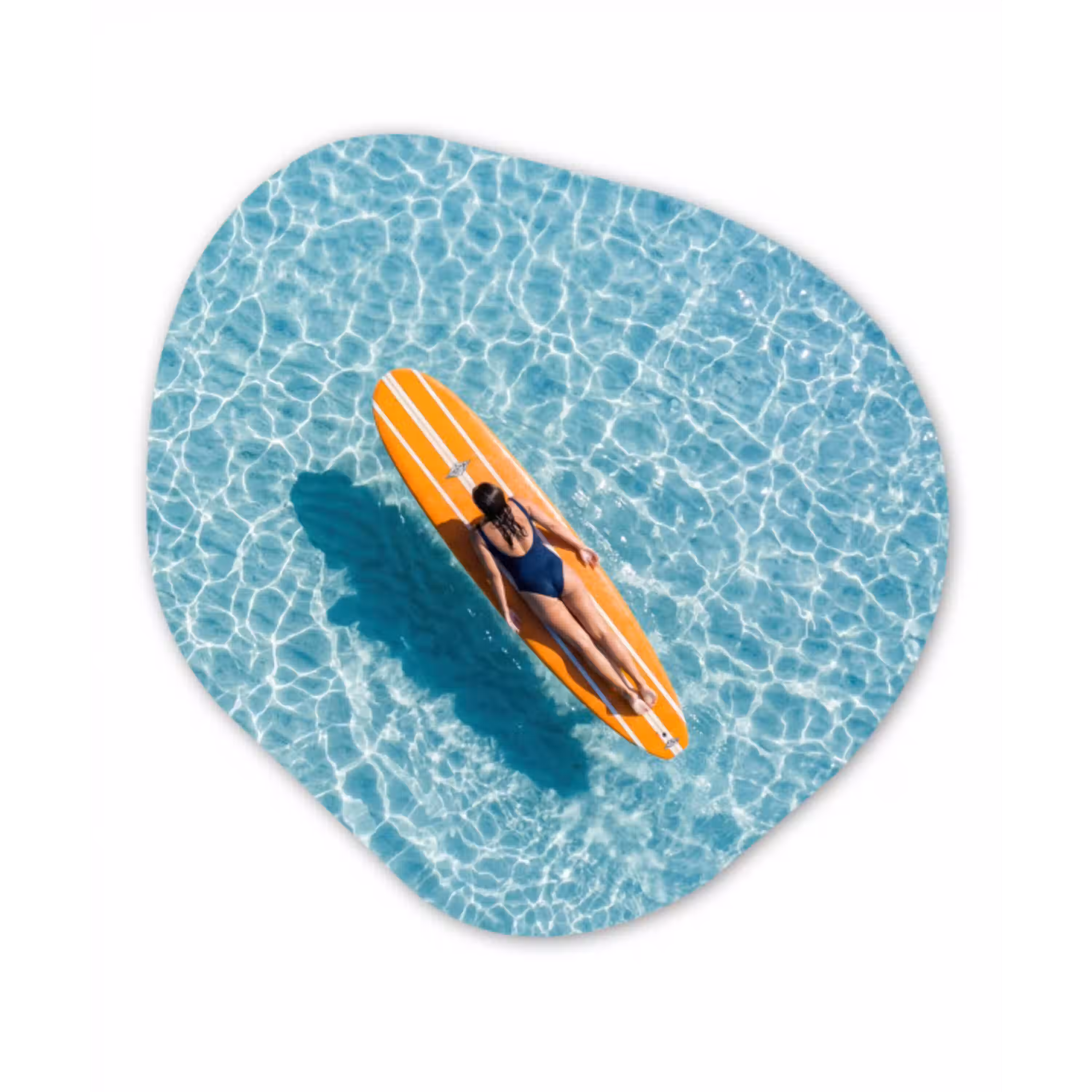 Surfboard - Water - Badpak - Oranje Wandcirkel Organisch Forex 3mm klein -3d
