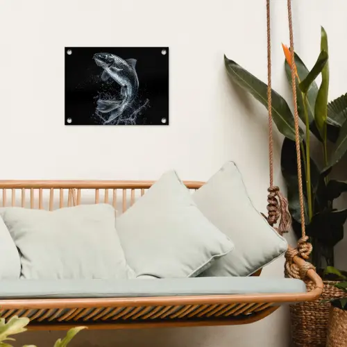 Vis - Koi - Zwart - Water tuinposter los doek klein -sfeer7