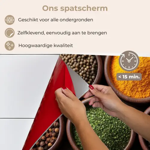 Bakjes - Hout - Kruiden - Kleurrijk keuken achterwand spatscherm klein -spatscherm_NL