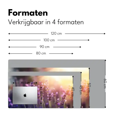 Lavendelbloemen - Paars - Zonlicht Muismat XXL klein -sfeer5