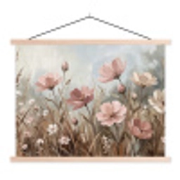 Bloemen - Botanisch - Schilderij - Pastel - Rustiek textielposter latten blank klein -3d