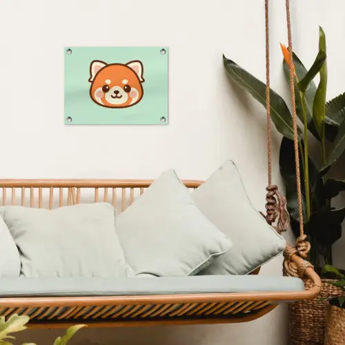 Rode panda - Groen - Cartoon tuinposter los doek klein -sfeer7