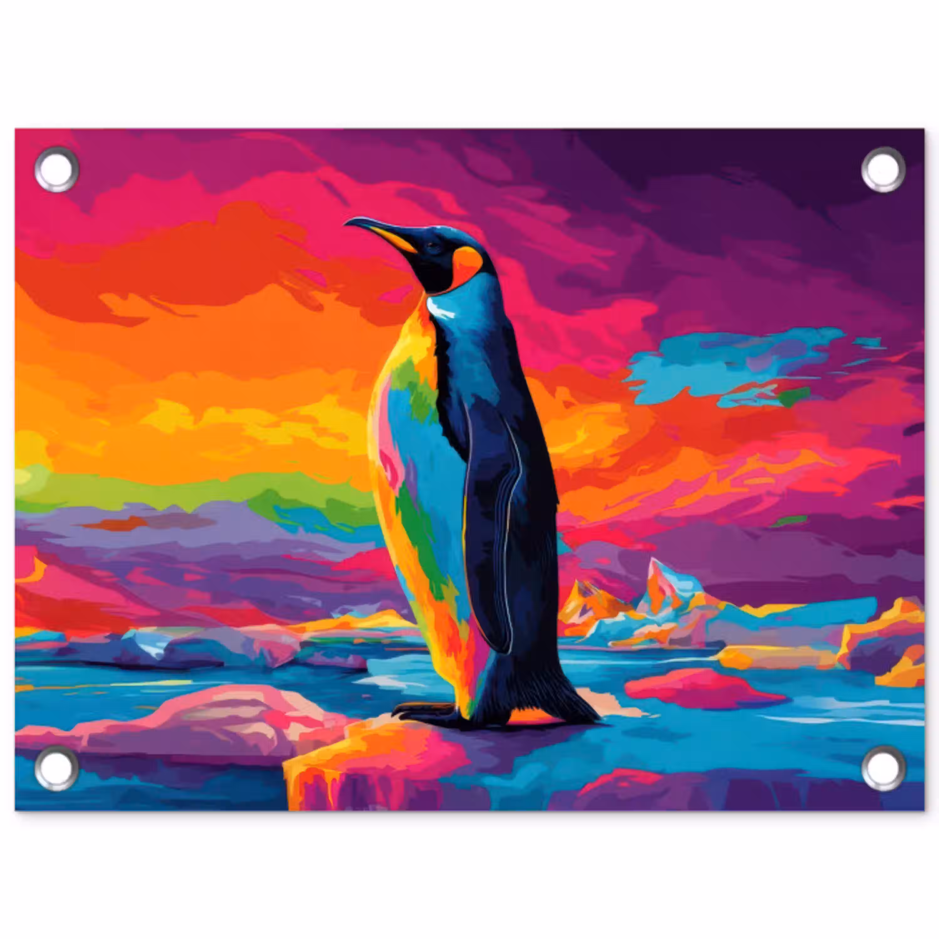 Ijsschots - Pinguïn - Abstract - Lucht tuinposter los doek klein -3d