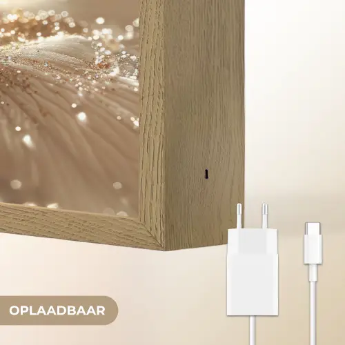 Bloem - Wit - Glitter - Goud - Modern Light Box met batterij (Wandlamp) middel -USP_websiteoplaadbaarNL