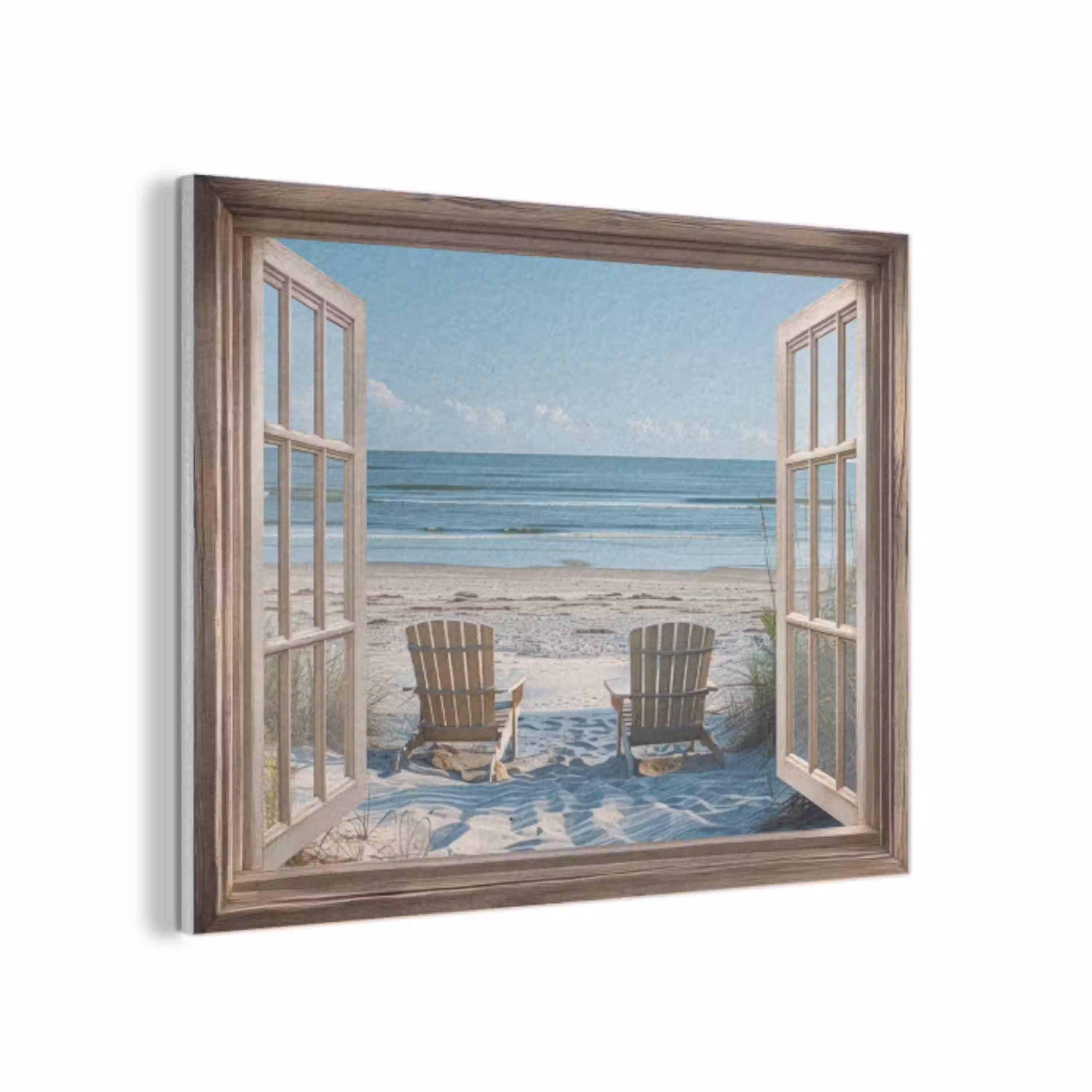 Doorkijk - Strandstoelen - Duinen - Zee - Natuur PET vilt klein -3d