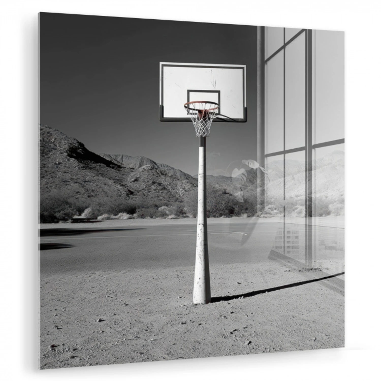Basketbalpaal - Landschap - Zand - Wit plexiglas 5mm klein -zzzproduct_nieuw