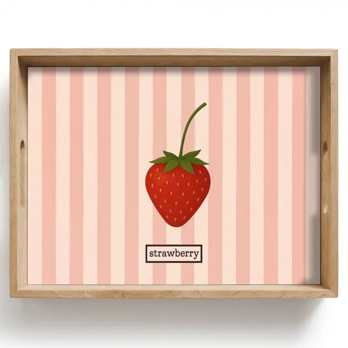Aardbei - Strepen - Minimalistisch - Rood Dienblad Rechthoek middel -z3d_shopping