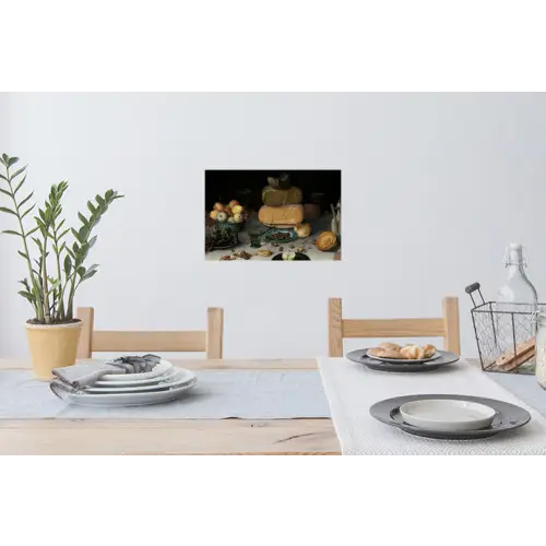 Stilleven met kazen - Schilderij van Floris Claesz. van Dijck Muursticker klein -eettafel