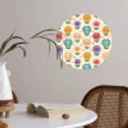 Bloemen - Hartjes - Kleurrijk Wandcirkel behangsticker klein 186 -sfeer3