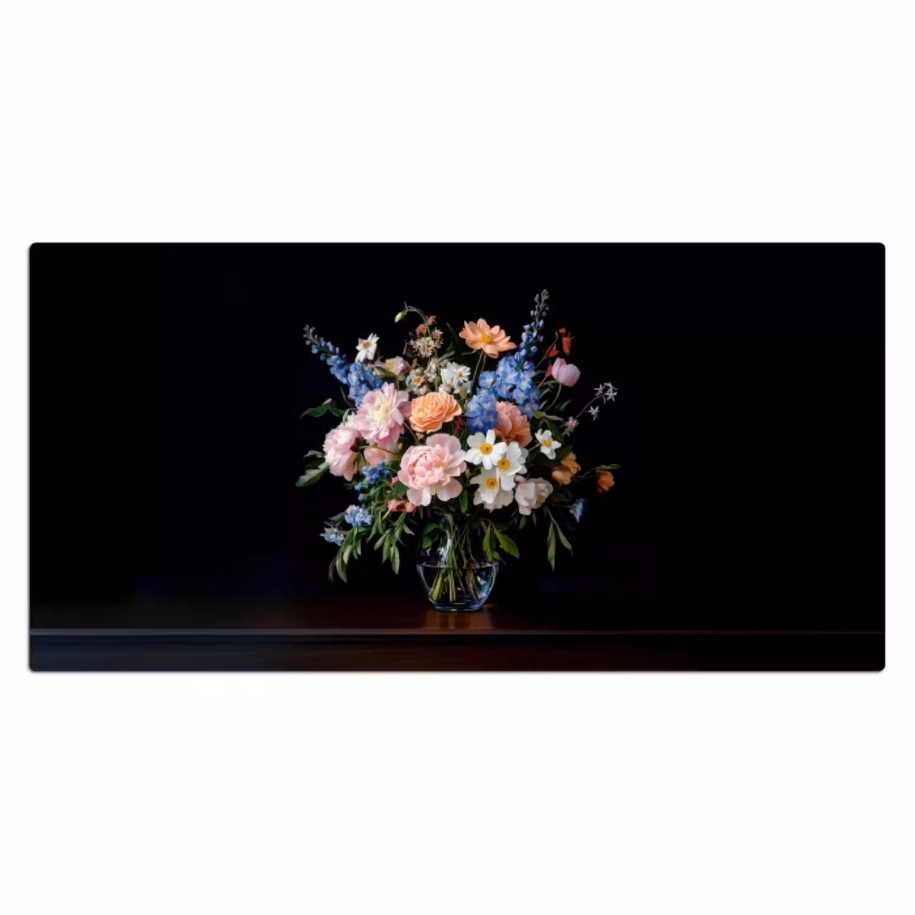 Pastel - Bloemen - Glazen - Vaas Muismat XXL klein -3d_leeg