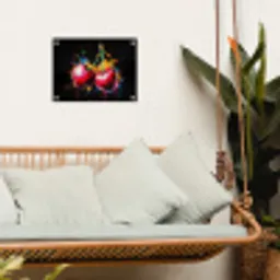 Kersen - Fruit - Graffiti - Verf - Abstract - Modern - Kleurrijk tuinposter los doek klein -sfeer7