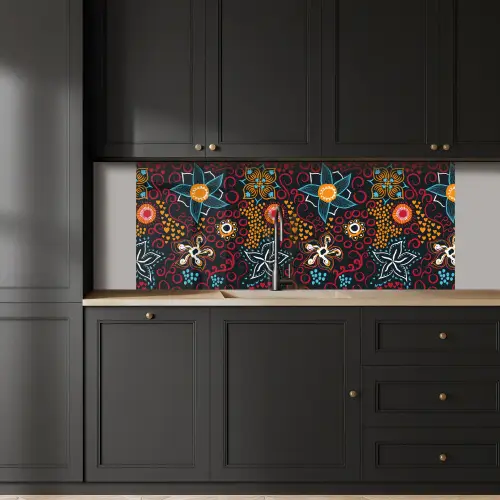 Bloemen - Rood - Patronen keuken achterwand 2 middel 871 -sfeer1